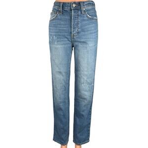 Universal Thread Blue Faded Medium Wash Distressed High Rise Straight Jeans Sz 0